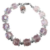 Beautiful Pink Crystals Bracelet w/ Dangling Bead Classy Bracelet