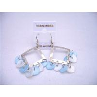 Aquamarine Blue Heart Dangling Earrings Diamond Frame Chandelier Earrings 