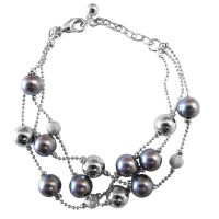 Three Stranded Bracelet Blue Pearls Silver Balls & Fancy Beads Pink Beautiful Pearls AB Crystals Immitation Bridemaids Fasshionable Double Stranded Bracelet  