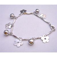  Christmas Bracelet w/ Charms Flowers & Jingle Balls Dagling From Good Rhodium Chain 7 inches Long 
