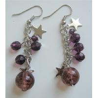 Stars Balls Christmas Earrings Amethyst Simulated Crystals Dangling Stars Gorgeous Earrings