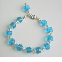 Aquamarine Crystals Dangling Sexy Bracelet Good Quality Beads Bracelet & Bali Silver