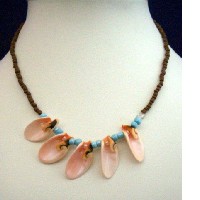 Neclace Brown Beaded w/ 4 Sea Shell Choker  