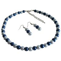 Pearls Jewelry Light Blue & Dark Blue Combo Color Pearls Jewelry Set