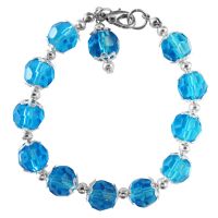 Royal Blue Crystals Glass Beads Dangling Stunning Bracelet Excellent Quality Bracelet & Bali Silver