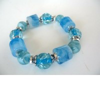 Stretchable Bracelet Multi Shapes Blue Lucite Beads Bracelet