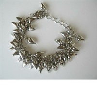 Multi Heart Dangling Silver Plated Rhodium Hearts Sexy! Bracelet  