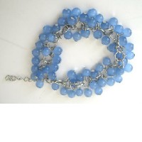 Multi Blue Glass Beaded Bracelet 