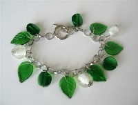 Green Leaves Beaded Dangling Bracelet  