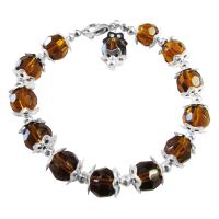 Sparkling Smoked Topaz Color Immitation Crystals Good Quality Beads Bracelet w/ Bali Silver