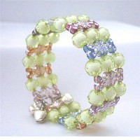 Multi Colors Beaded Bangle Cuff Bracelet Stretchable Bracelet  