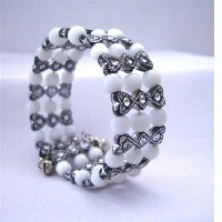 Black & White Classy Stretchable Bangle Bracelet Cuff Bracelet  