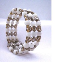 White & Brown Classy Cuff Bracelet Bangle/Stretchable Bracelet t  