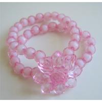 Stylish Pink Flower Simulated Crystals Double Stranded Stretchable Bracelet 