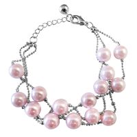 Three Stranded Bracelet Pink Pearls Fashionable Adorable Fancy Bracelet