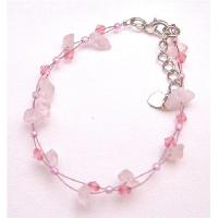 Pink Stone Nuggets Bracelet Matching Glass Pink Beads Bracelet
