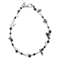 Black White Ston Nugget Fancy Fashionable Bracelet With Black Glass Beads Bracelet