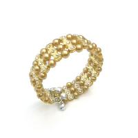 Golden Pearlsls  Cuff Bracelet Bangle/Stretchable Bracelet