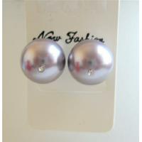 Cubic Zircon Grey Pearls Stud Earrings Genuine Swarovski 10mm Pearls Surgical Post Stud Earrings  