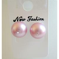 Rose Pink Pearls Earrings Genuine Swarovski 10mm Pearls Stud Earrings w/ CZ In The Middle Of Pearls  