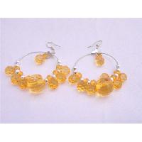 Simulated Crystals Beads Hoop Earrings Lime Beautiful Color Earrings