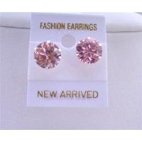 Sparkling Cubic Zircon Pink Stud Earrings 10mm Cz Sterling Silver Stud Earrings 