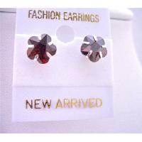 Burnt Orange Cubic Zircon Flower Stud Earrings  