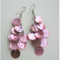 Pink Shell Chandelier Earrings Mop Shell Dangle Earrings 