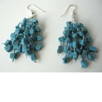  Sterling Silver Genuine Reconstituted Turquoise Handcrafted Earrings 
