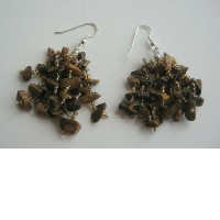 Tiger Stone Chip Sterling Silver Earrings w/ Tigger Eye Nugget Chip Earrings 