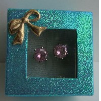 Cubic Zircon 8mm Stud Earrings w/ Gift Box Packing  