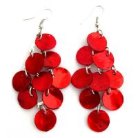 Cool Red Shell Chandelier Earrings Sexy Mop Shell Dangle Earrings