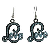 L Shape Earrings w/ Blue Cubic Zircon Word Love Fabulous Earrings  