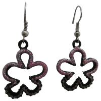 Pink Flower Earrings Pink Glitter Flower Earrings Pink Enamel Earrings  