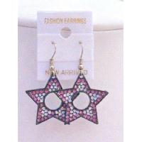 Colorful Star Earrings Pink White Amethyst Glitter Star Earrings  