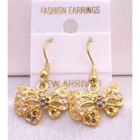 Gold Plated Butterfly Earrings w/ Multicolor Cubic Zircon Butterfly Earrings  