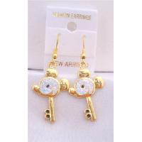 Gold Plated Key Earrings w/ Mouse Face Earrings w/ White Glitter 