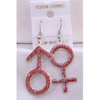 Red Glitter Earrings Male Female Symbol Earrings Stunning Earrings  