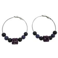 Sexy Hoop Earrings With Fancy Purple & Velvet Beads With Flower Bead Cubic Zircon Embedded Hoop Earrings Sparkling