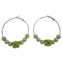 Golden Green Beads Earrings Affordable Party Earrings Fashionable Hoop Earrings Sparkling