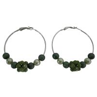 Fashionable Fabulous Hoop Earrings Dark Green Beads Hoop Earrings Beautiful Smashing Earrings