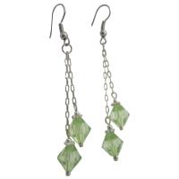 Peridot Crystals Earrings 8mm Bicone Chinese Crystlals Double Strings Earrings Stylish Dangling Earrings