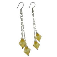 Yellow Crystals Dangling Earrings String Stylish Earrings Yellow Crystals Earrings