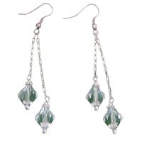 Clear Crystals Double Strings Chandelier Earrings With Bicone Silver Dangling Earrings