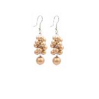 Under  Bridemaids Wedding Jewelry Golden Grape Pearls Earrings