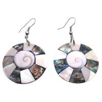 Mother Of Pearls Inlaid Abalone Shell With shiva Eye At Center :  pearls earrings shell