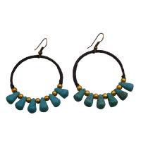 The Stylish Boho Woman Turquoise Teardrop Brass Beads Earrings from fashionjewelryforeveryone.com