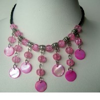 Necklace Choker Peral & Shell Cultured Pearls w/ Dangling Shell Necklace 