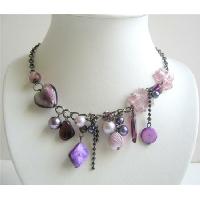 Multi Beads Purple Dangling Beades Necklace