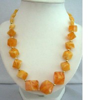 Yellow Lime Beads Summerish Beach Fun Wearing Long Necklace 28 Inches Jewelry